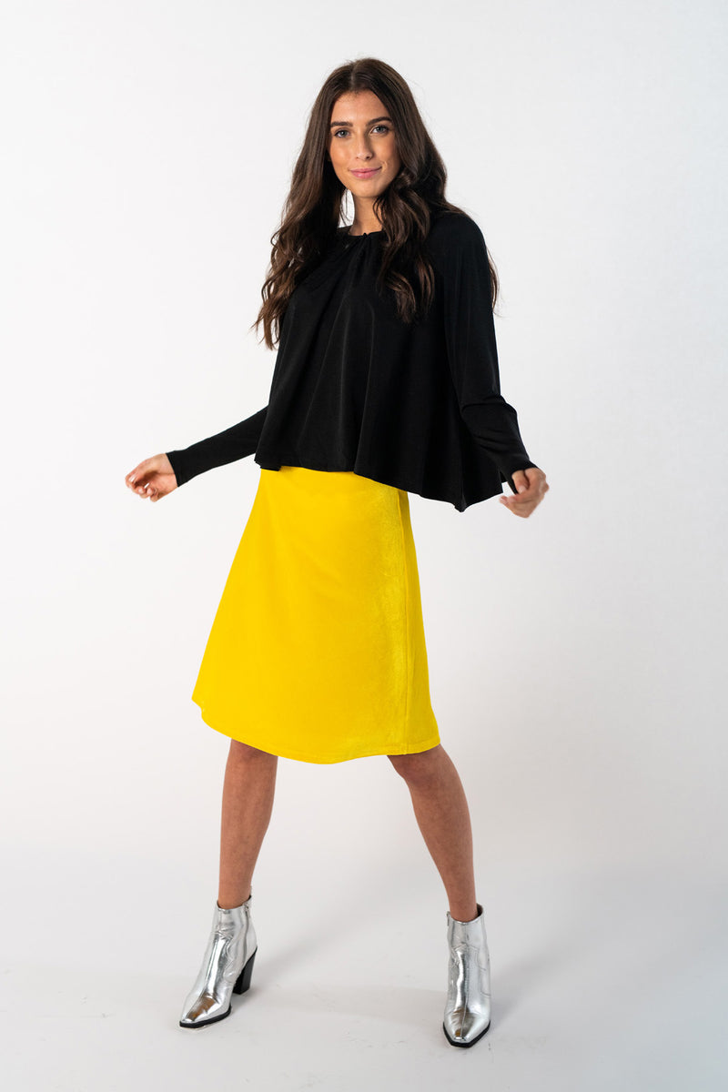 Velvet Slip Skirt - Lemon Yellow