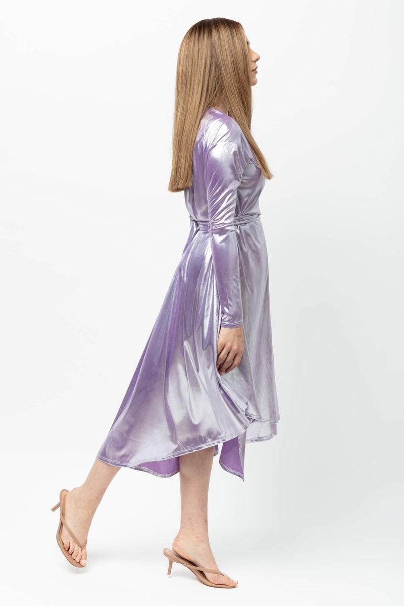 Lilac Lame CALI Wrap Dress