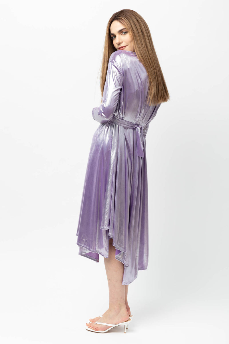 Lilac Lame CALI Wrap Dress