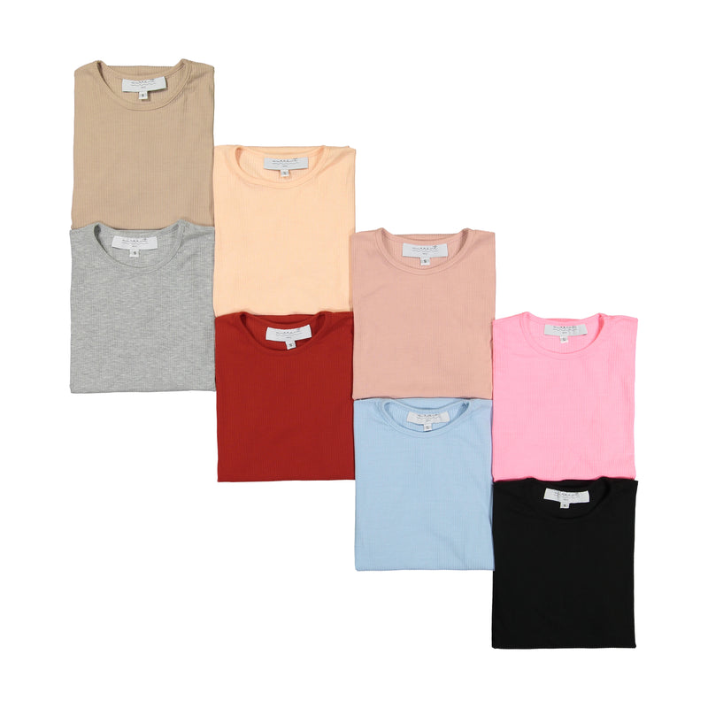 Ribbed Long Sleeve FItted T-Shirt - Terracotta